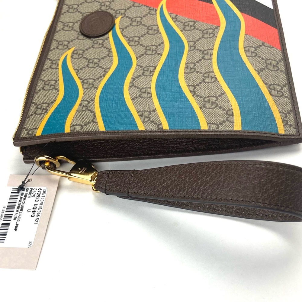 Gucci #672953 GG Supreme "100th Gucci Anniversary" Zip Top Clutch/Pouch, NWT - Picture 3 of 10